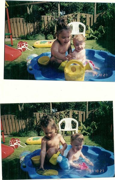 Tim en sen in zwembad II juni 2001